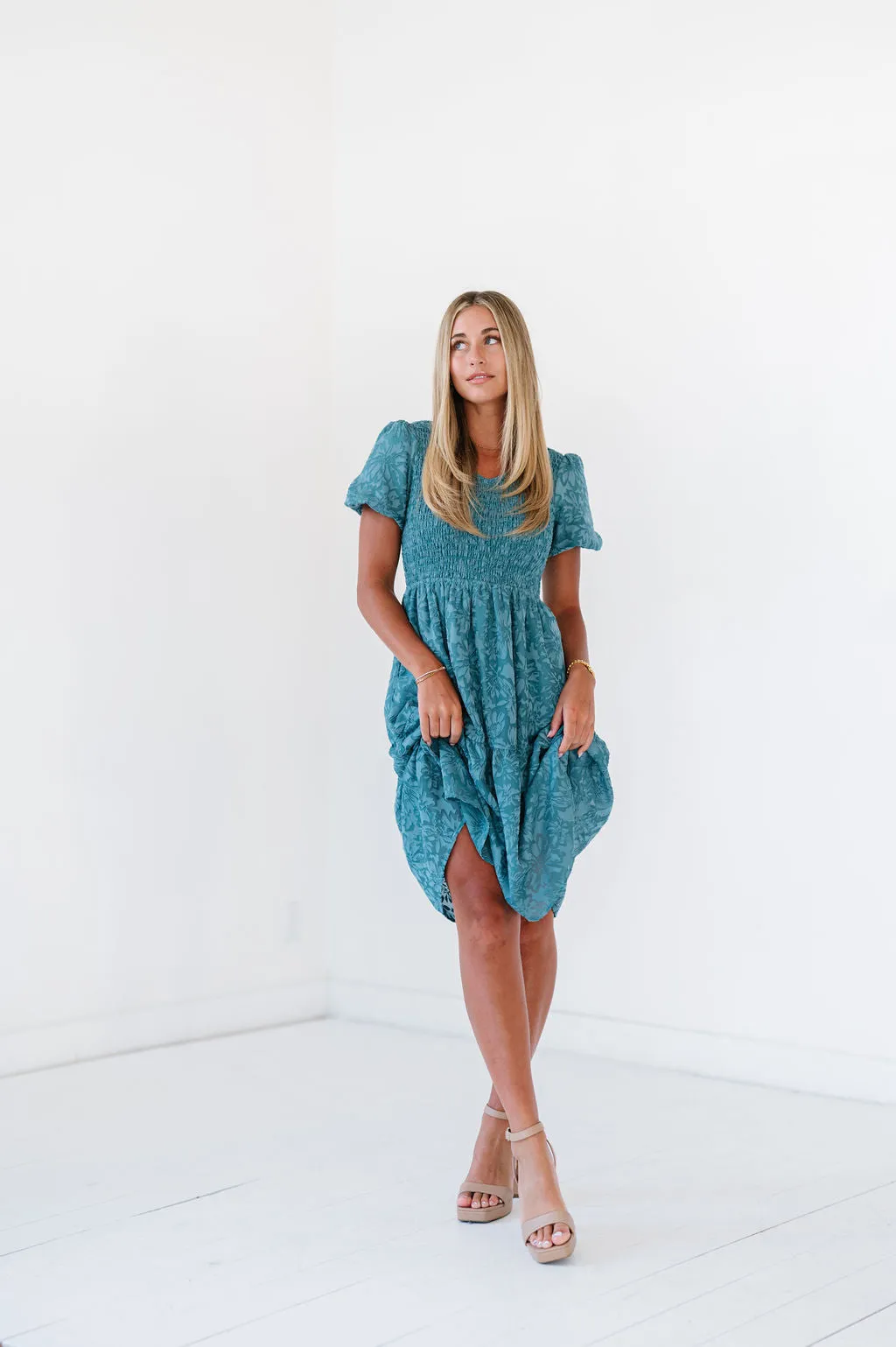 Aurora Midi Dress in Teal