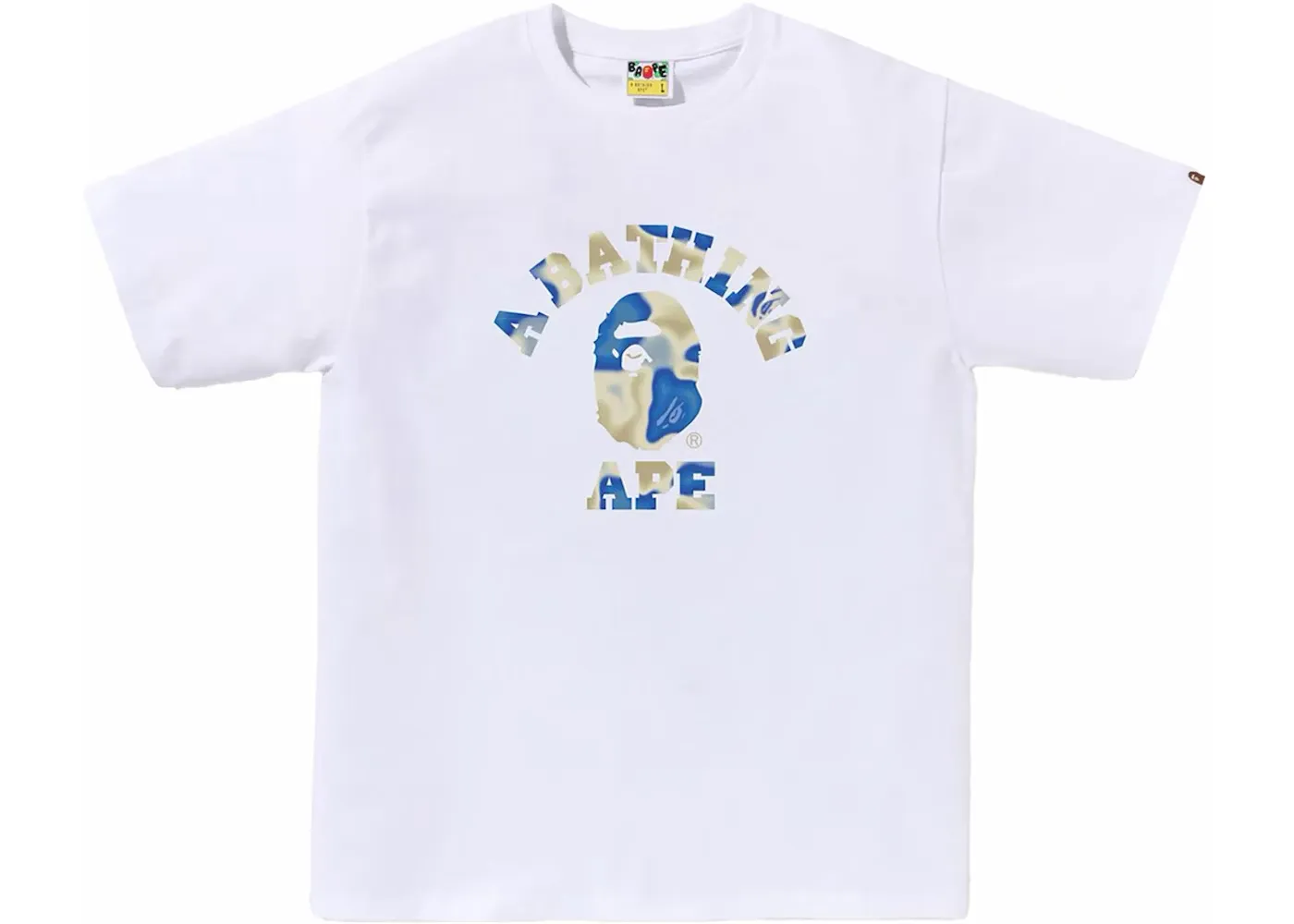 Bape Liquid Camo College Tee 'White Blue'