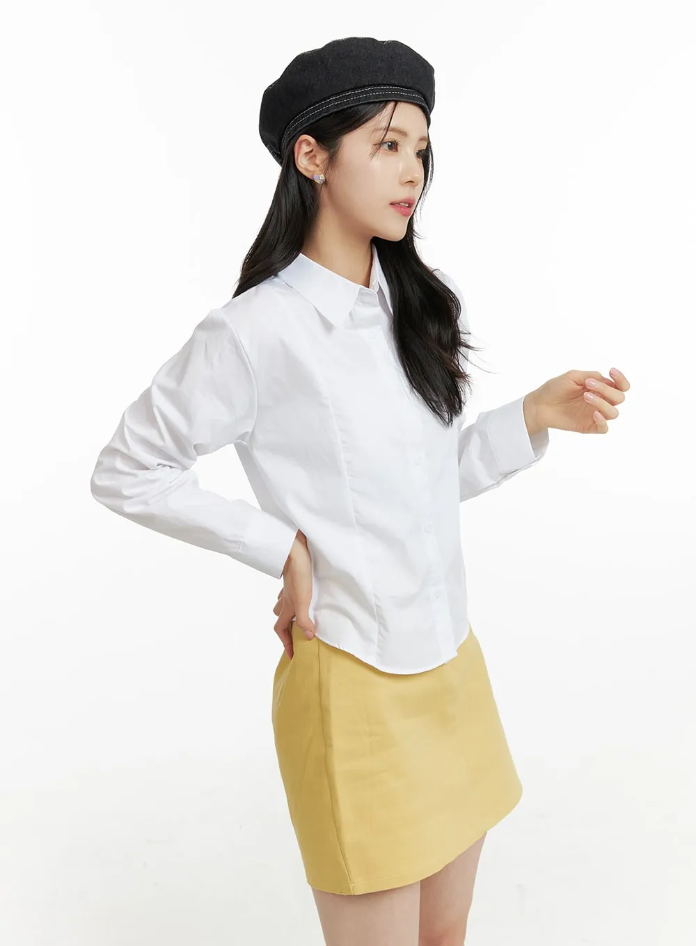 Basic Collar Button-Up Shirt OF408