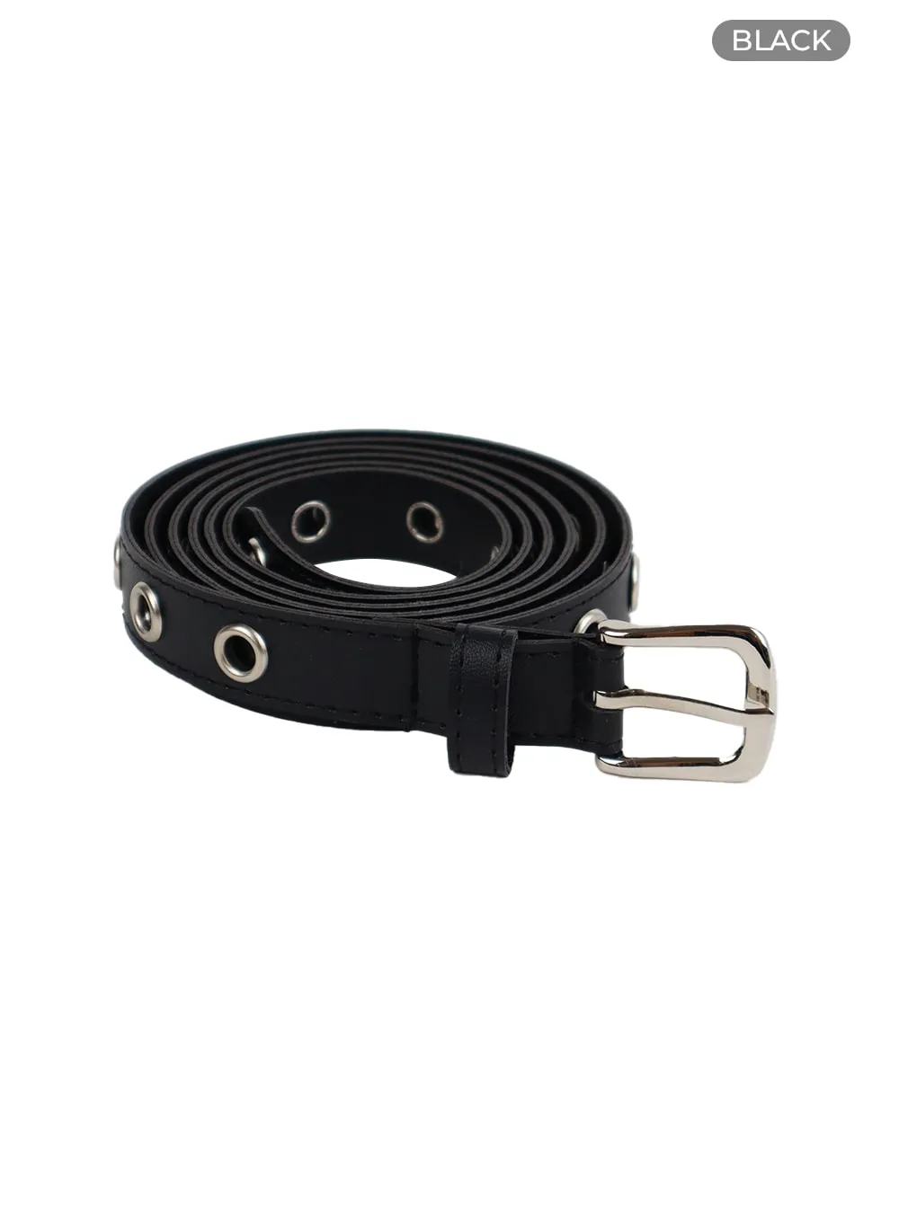 Basic Faux Leather Eyelet Belt IF421