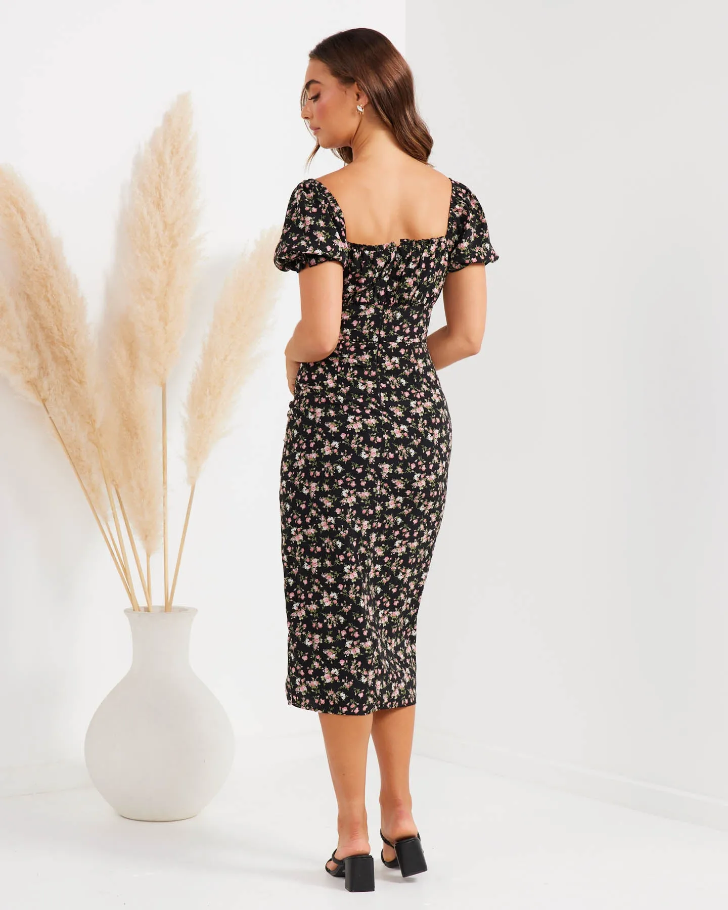 Blakely Dress-Black Floral