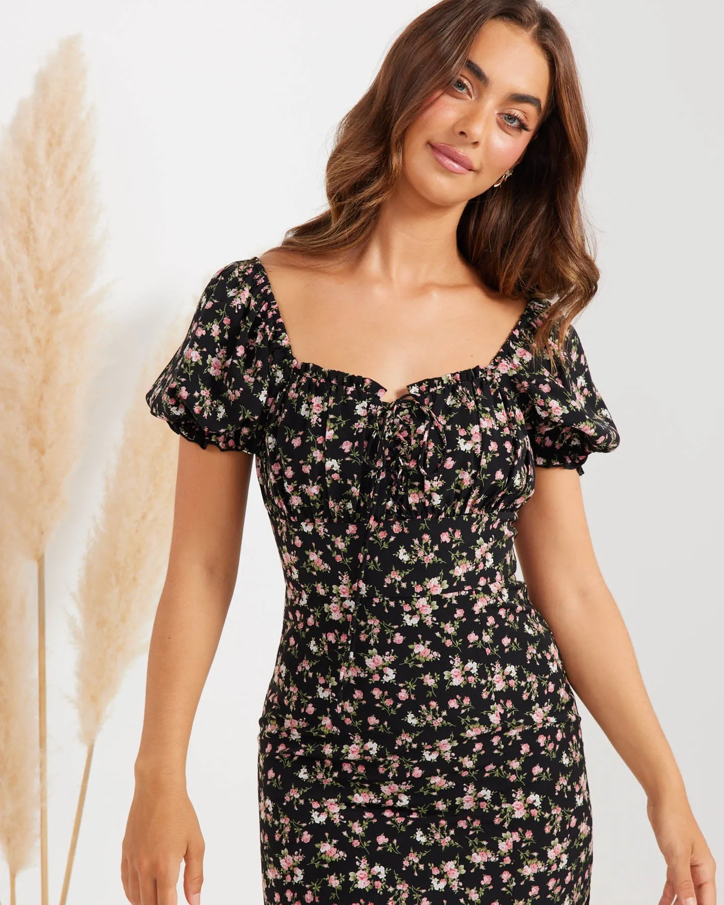 Blakely Dress-Black Floral