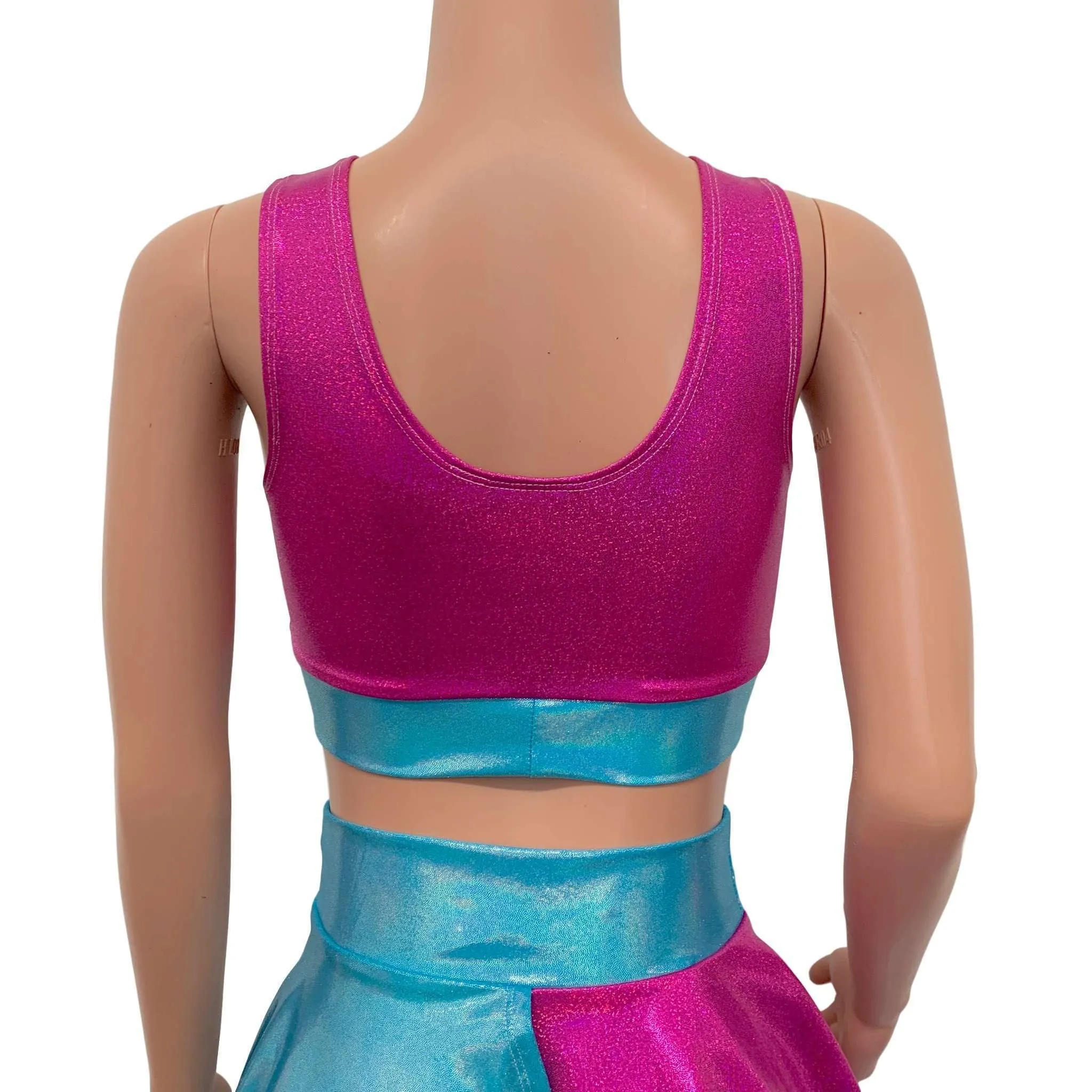 Blue & Pink Sparkle Scrunch Top Bralette