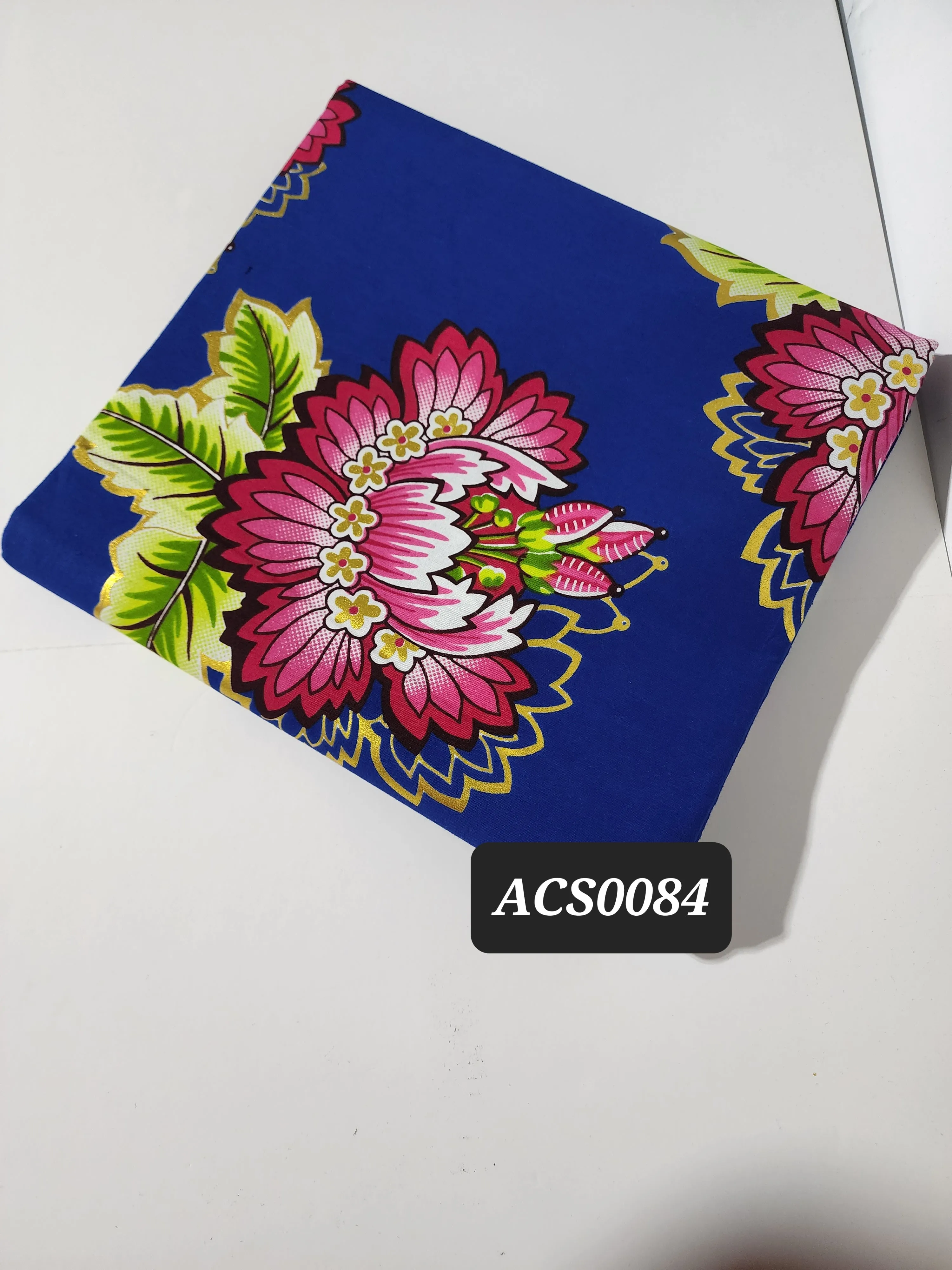 Blue and Pink Java Gold Ankara Fabric, ACS0084