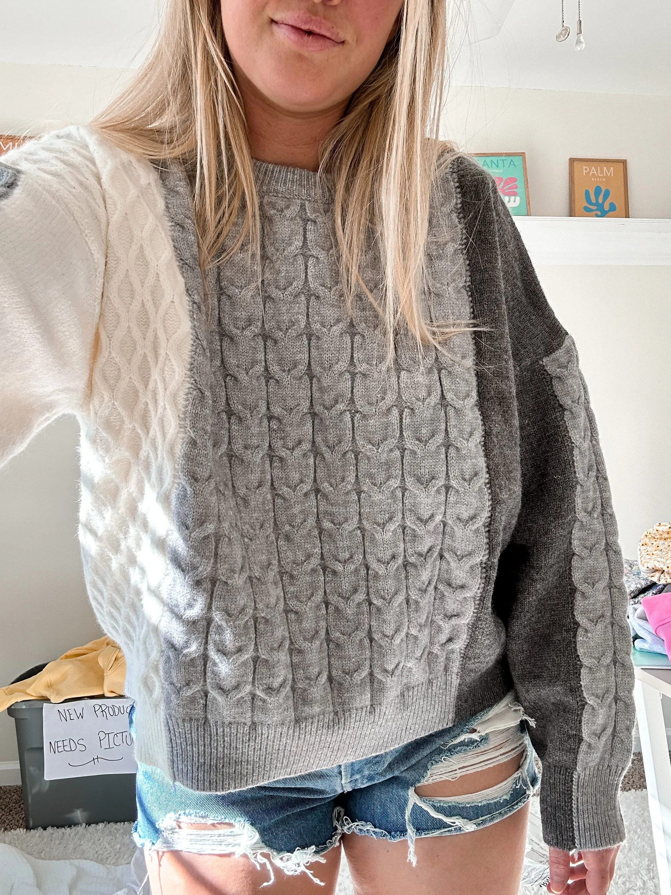 Blue Colorblock Sweater