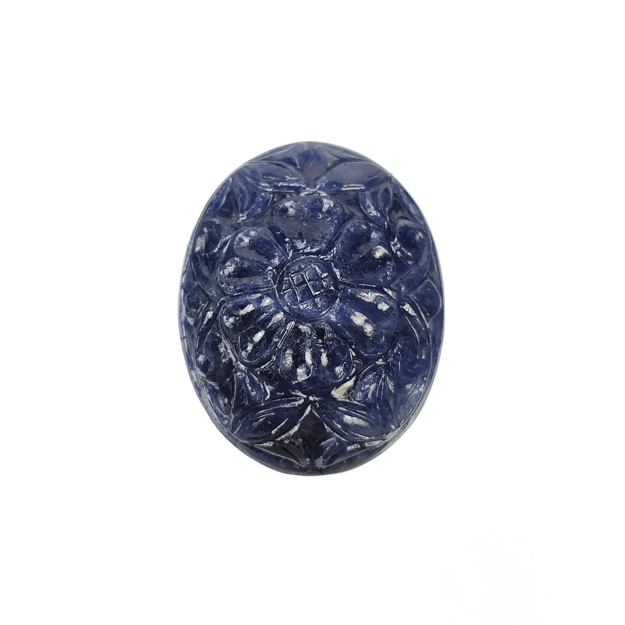 BLUE SAPPHIRE Gemstone Carving : 58.00cts Natural Untreated Unheated Sapphire Hand Carved Oval Shape 28*22mm (With Video)