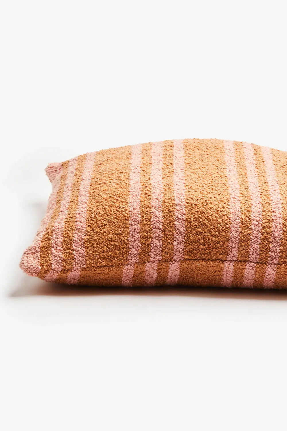 BONNIE AND NEIL BOUCLE CUSHION TRIO STRIPE TAN PINK 60CM