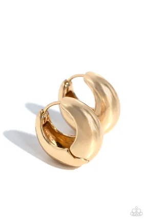 Boss BEVEL Gold Hinged Hoop Earrings - Paparazzi Accessories