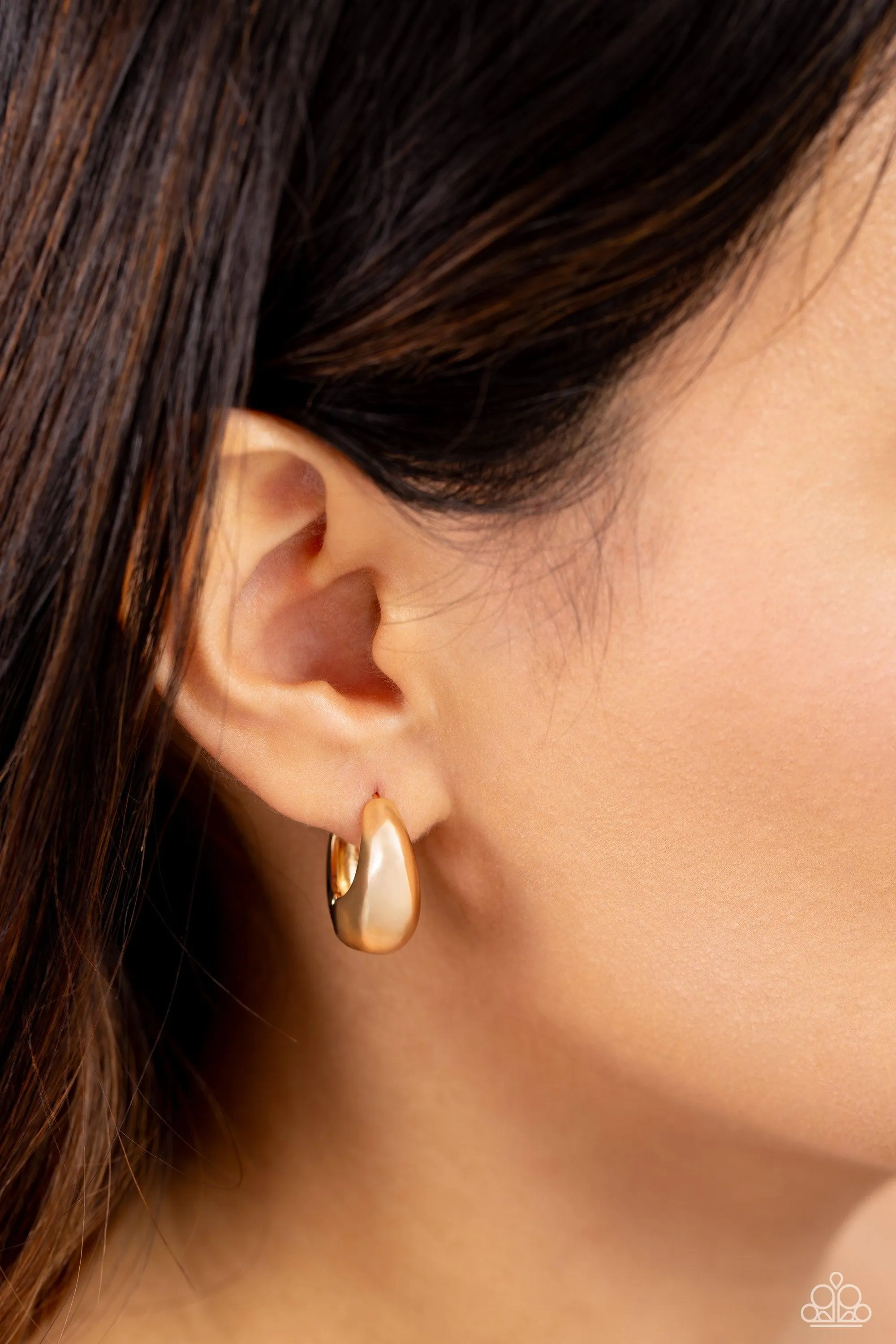 Boss BEVEL Gold Hinged Hoop Earrings - Paparazzi Accessories