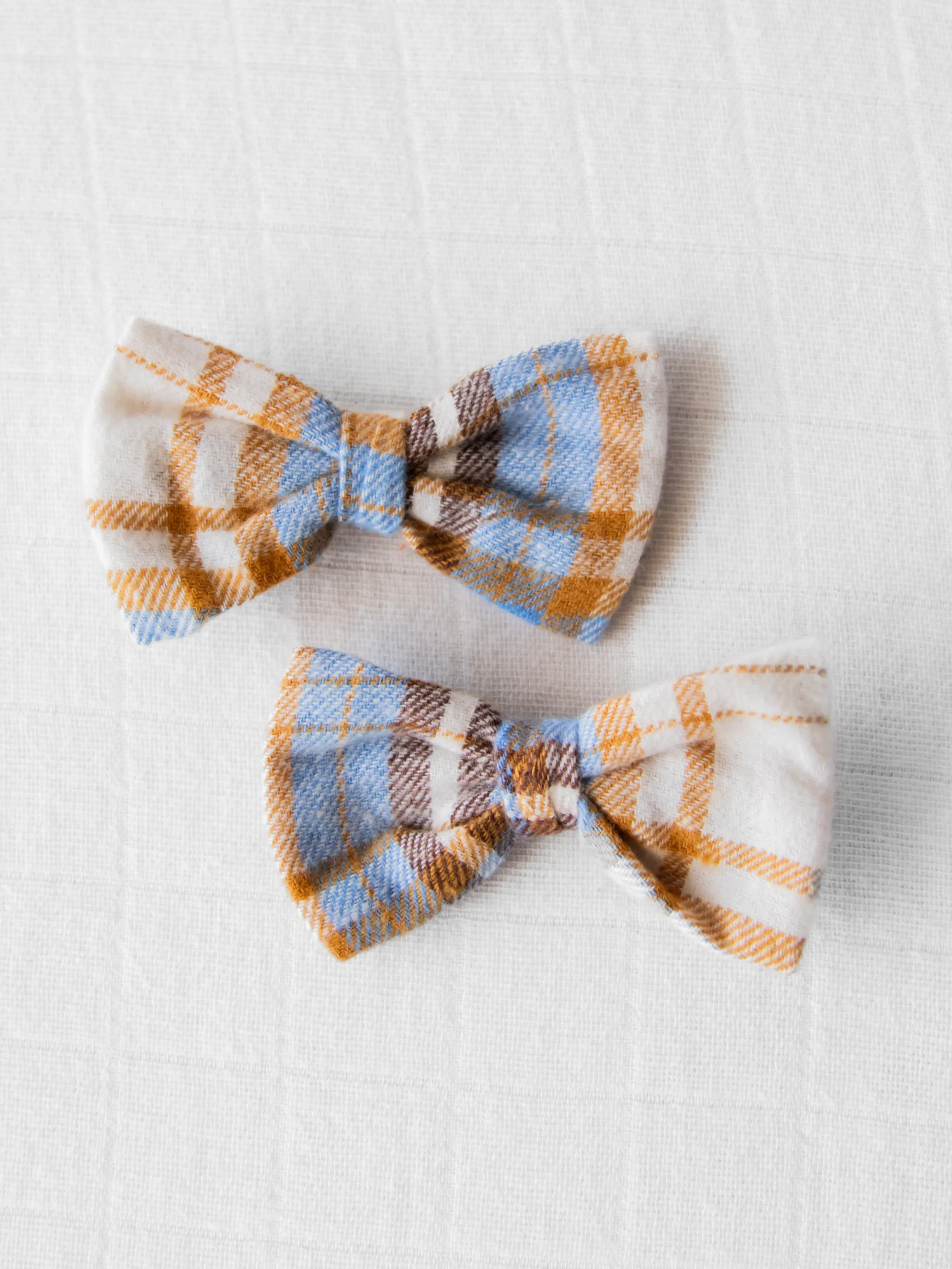 Bow Set Duo - Blue Stone Plaid