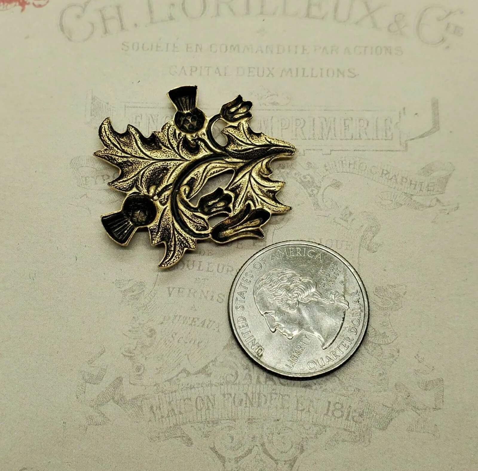 Brass Thistle Flower Stampings - 4073RAT.