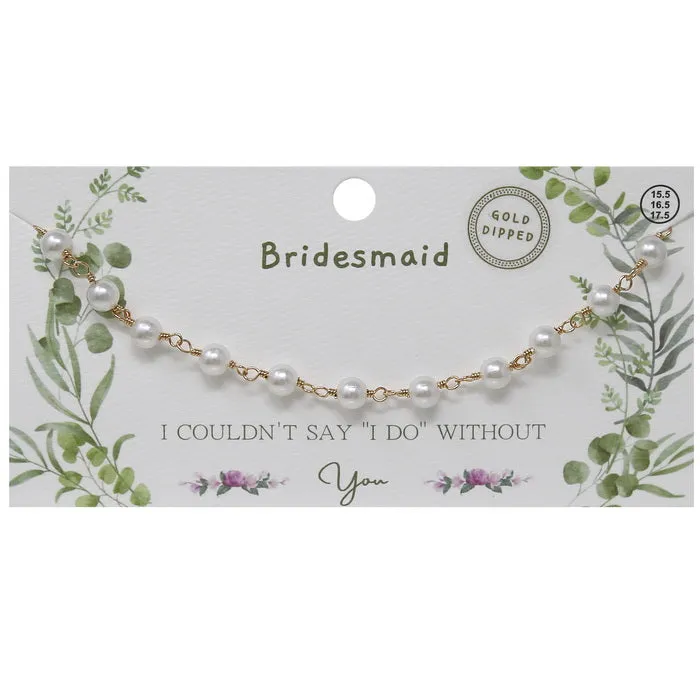 BRIDESMAID Pearl Beaded Gold Dipped Necklace