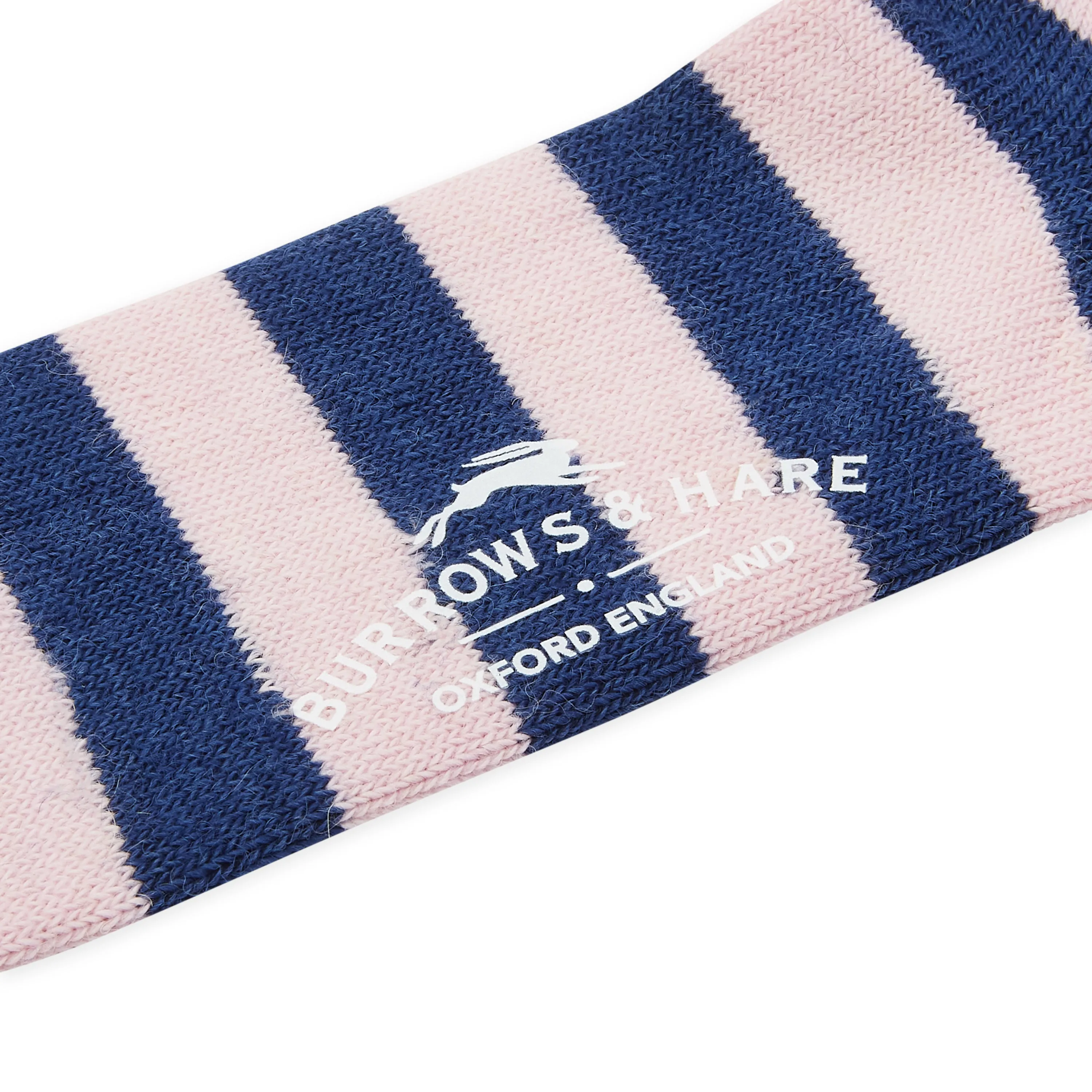 Burrows & Hare Stripe Alpaca Socks - Navy & Light Pink