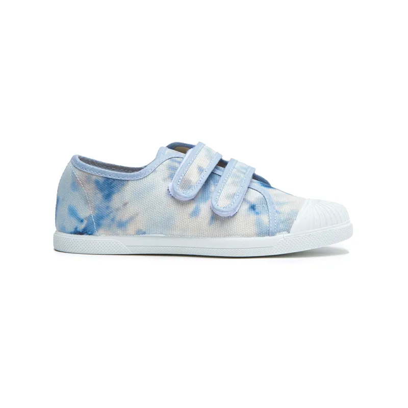 Canvas Double Sneaker in Tie Dye Blue