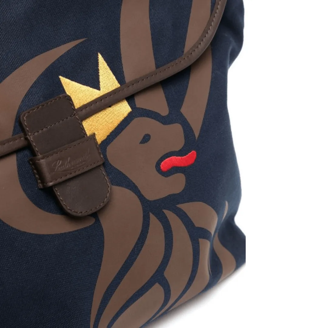 Canvas Lion Messenger Bag - Navy