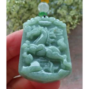 Certified Natural A Jade Jadeite Pendant Horse Coin 马到功成 #26-1226