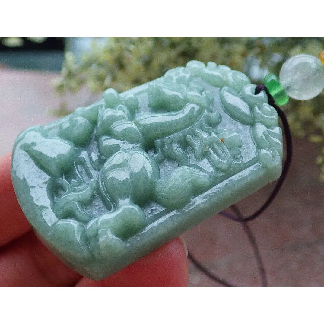 Certified Natural A Jade Jadeite Pendant Horse Coin 马到功成 #26-1226