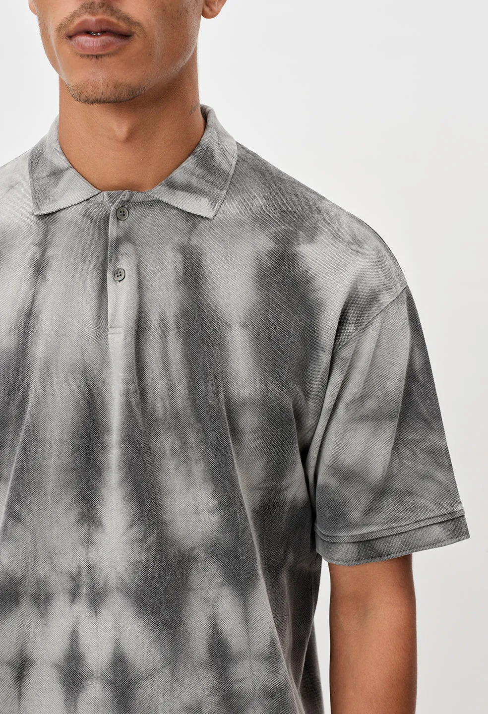 Charcoal Tie-Dye Oversized Polo / Lunar