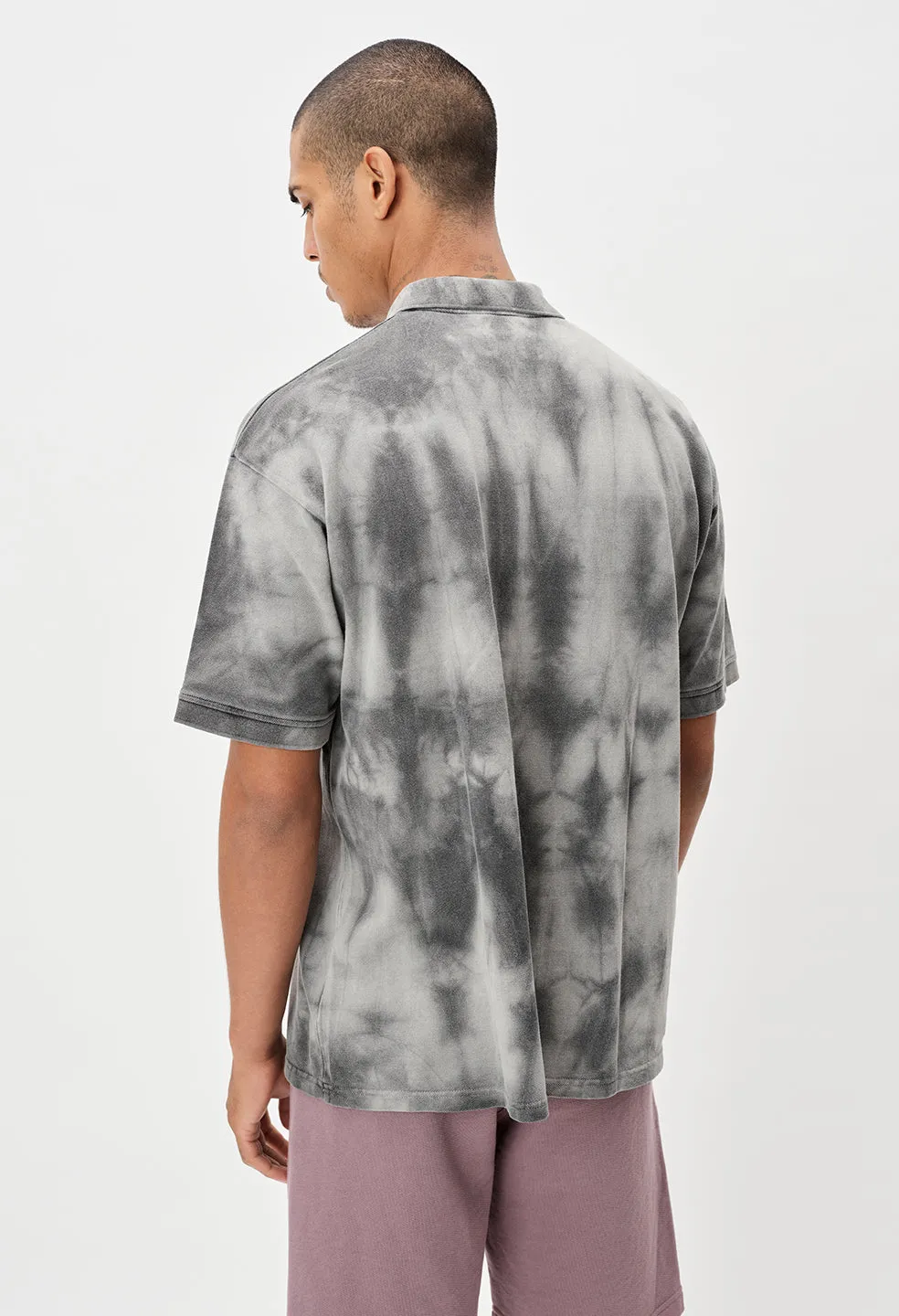 Charcoal Tie-Dye Oversized Polo / Lunar