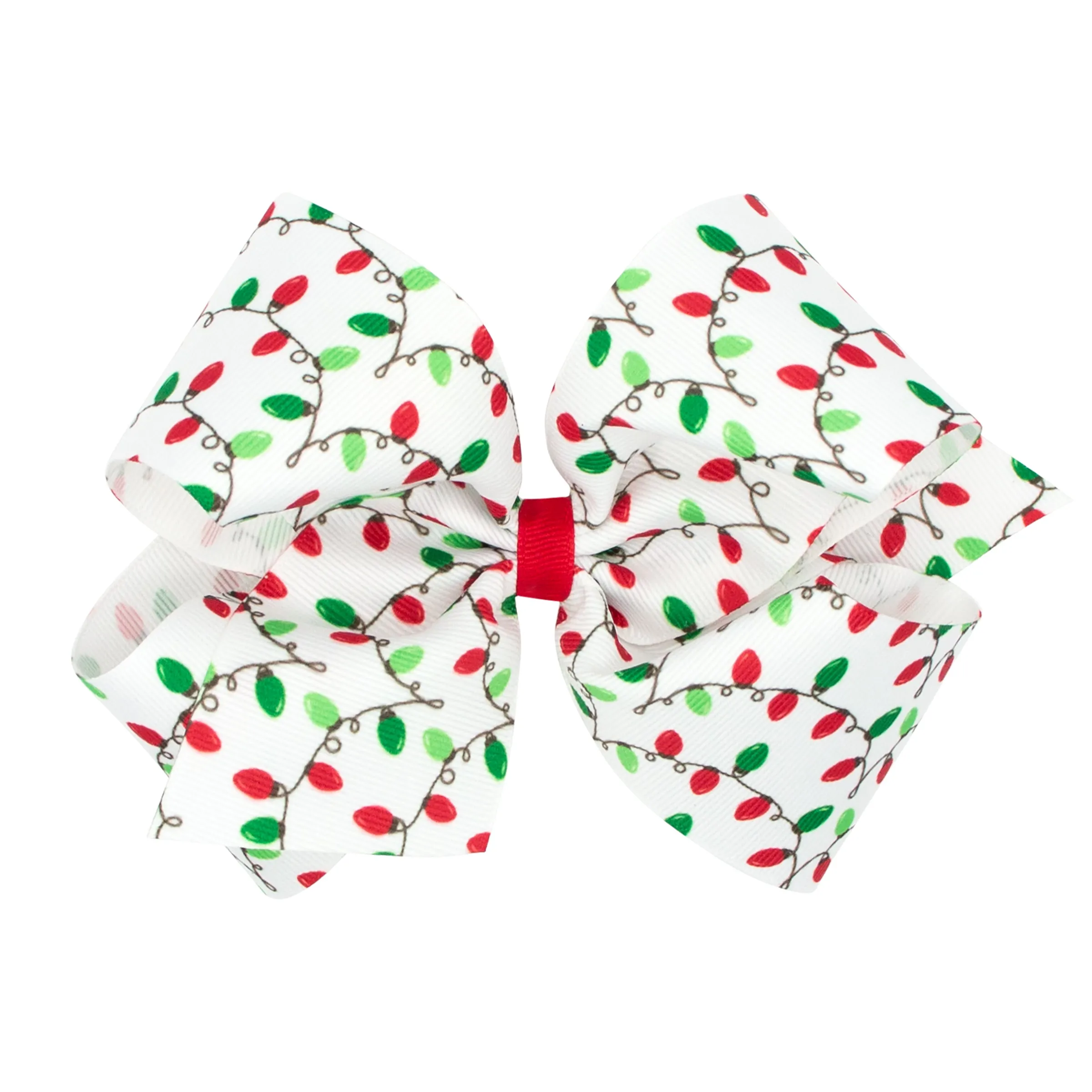 Classic Holiday Lights Printed Grosgrain Hair Bow on Clippie