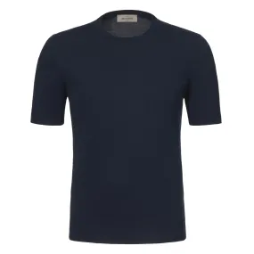 Cotton Crew-Neck T-Shirt in Navy Blue