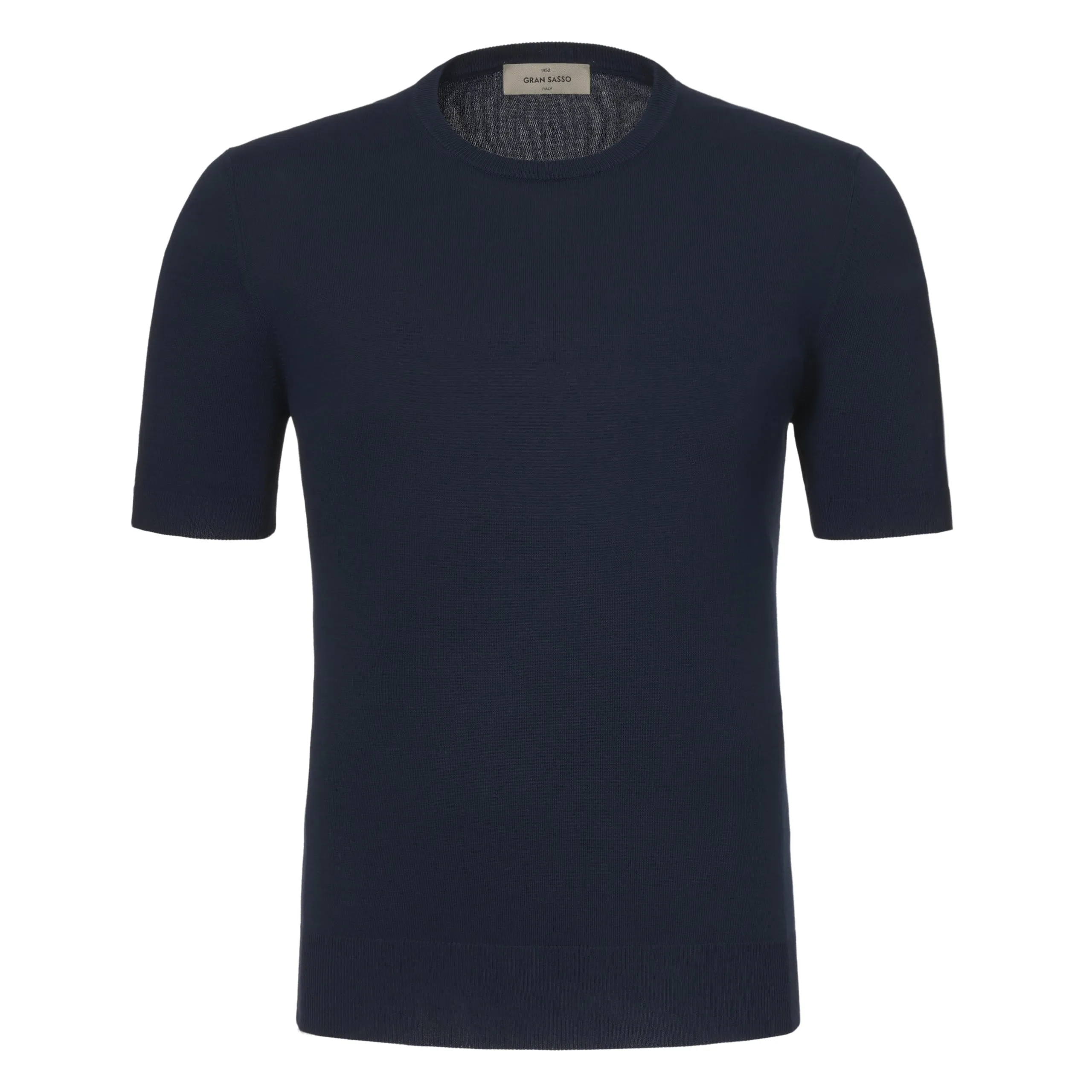 Cotton Crew-Neck T-Shirt in Navy Blue