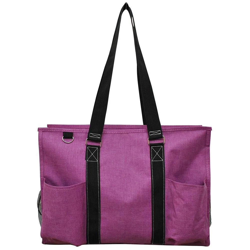 Crosshatch Fuscia NGIL Zippered Caddy Large Organizer Tote Bag