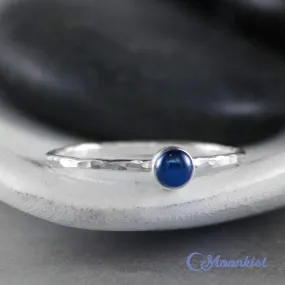 Dainty Silver Blue Sapphire Pinky Ring | Moonkist Designs