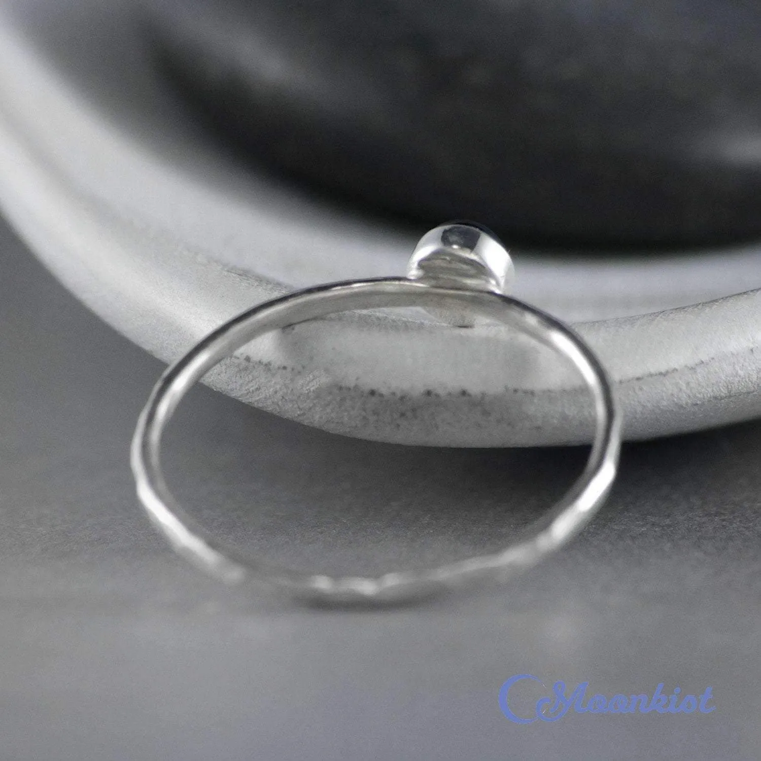 Dainty Silver Blue Sapphire Pinky Ring | Moonkist Designs