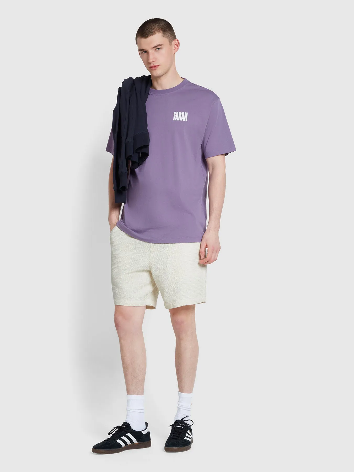 Damon Farah Logo Print T-Shirt In Slate Purple