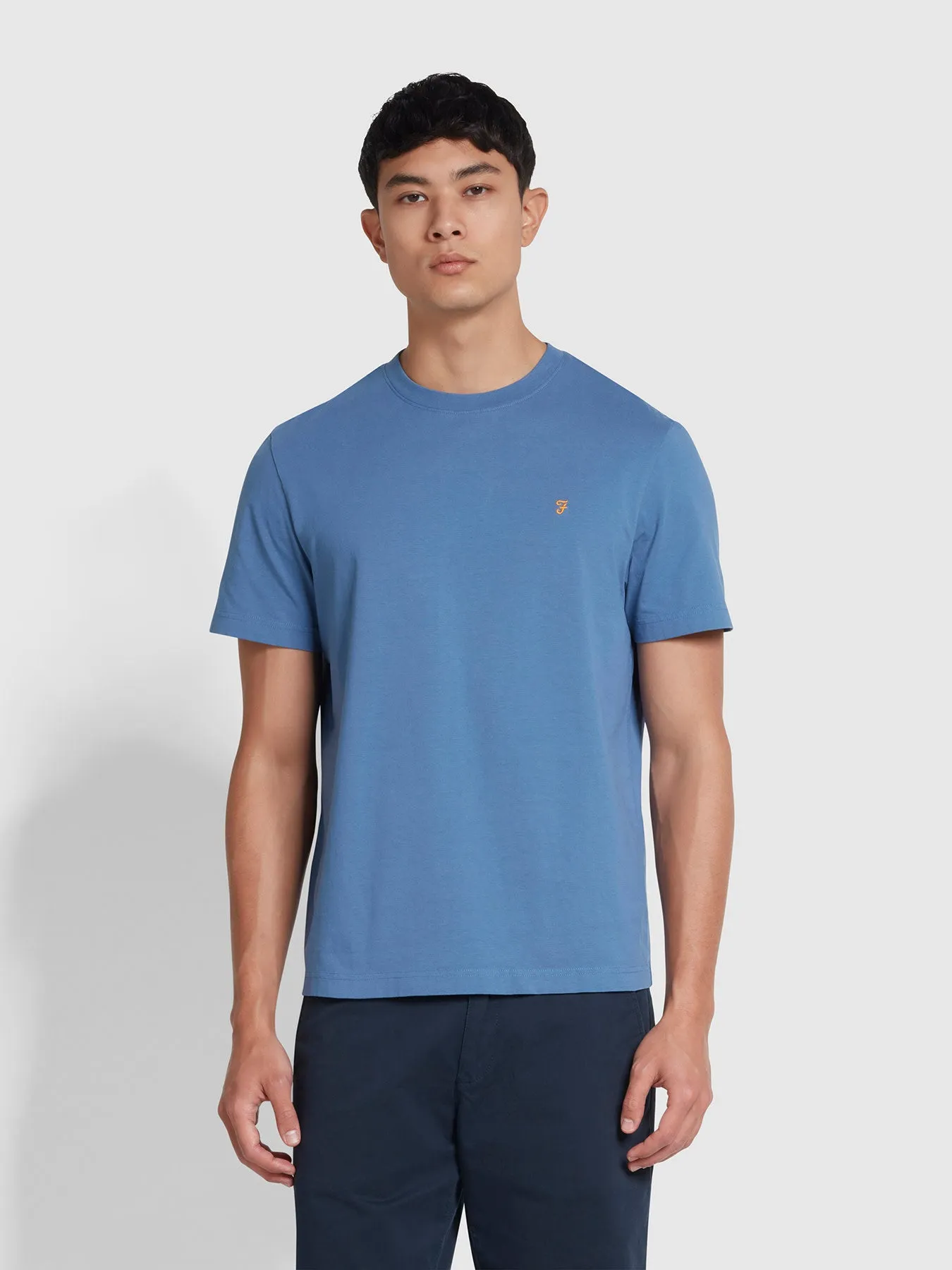 Danny Regular Fit Organic Cotton T-Shirt In Sheaf Blue