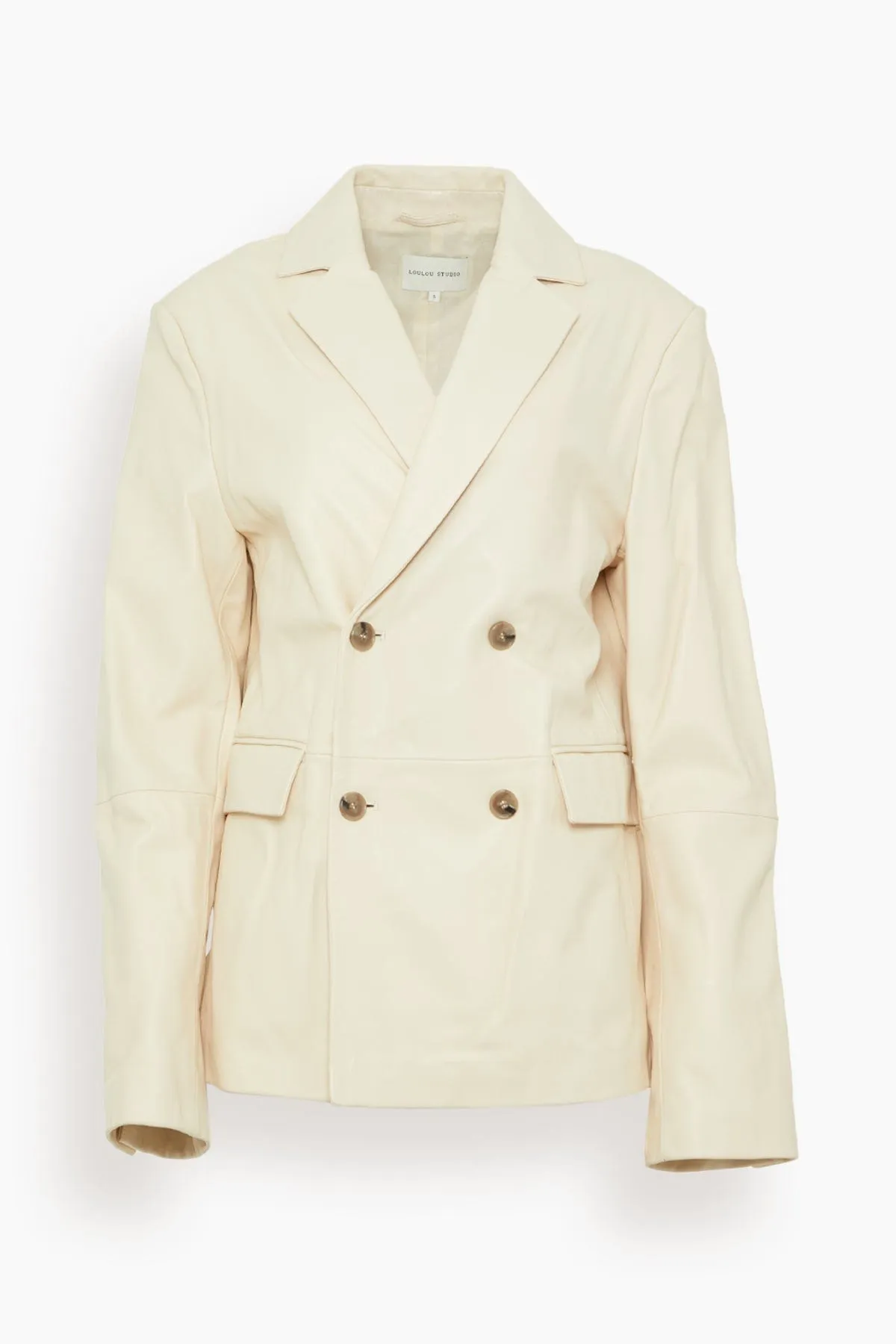 Davao Blazer En Cuir in Frost Ivory