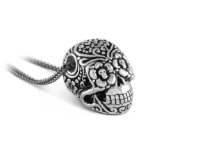 Day of the Dead Skull Necklace - Silver