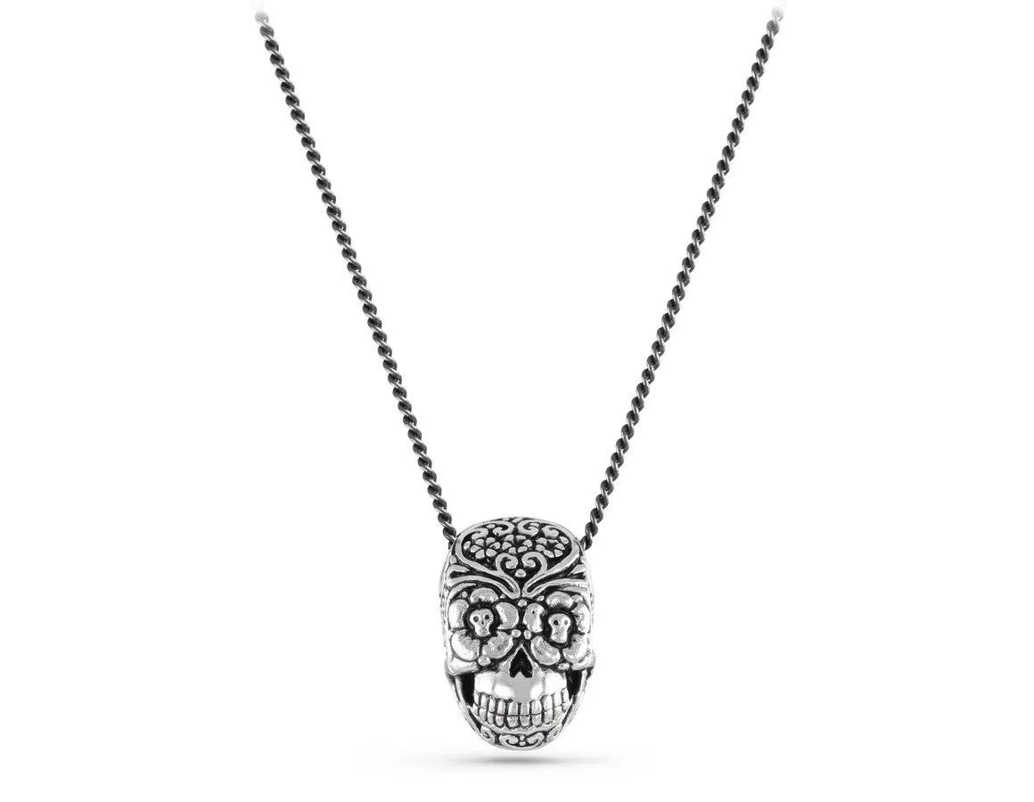 Day of the Dead Skull Necklace - Silver