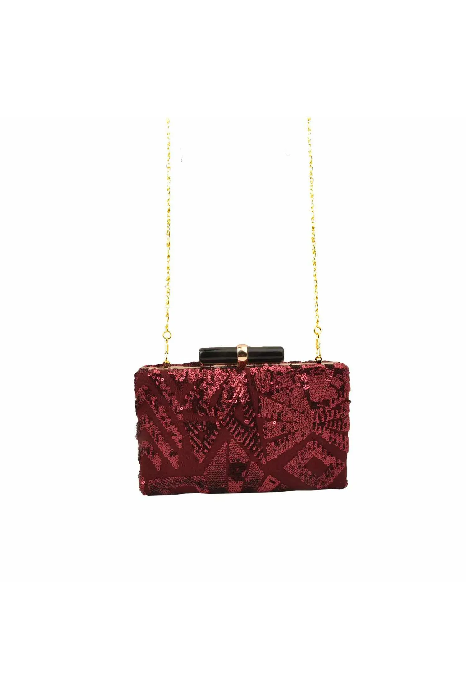 Deep Wine Sequins Party Clutch