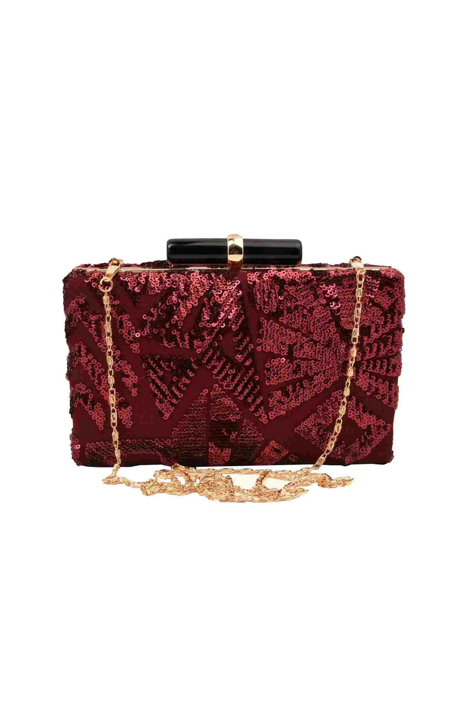 Deep Wine Sequins Party Clutch