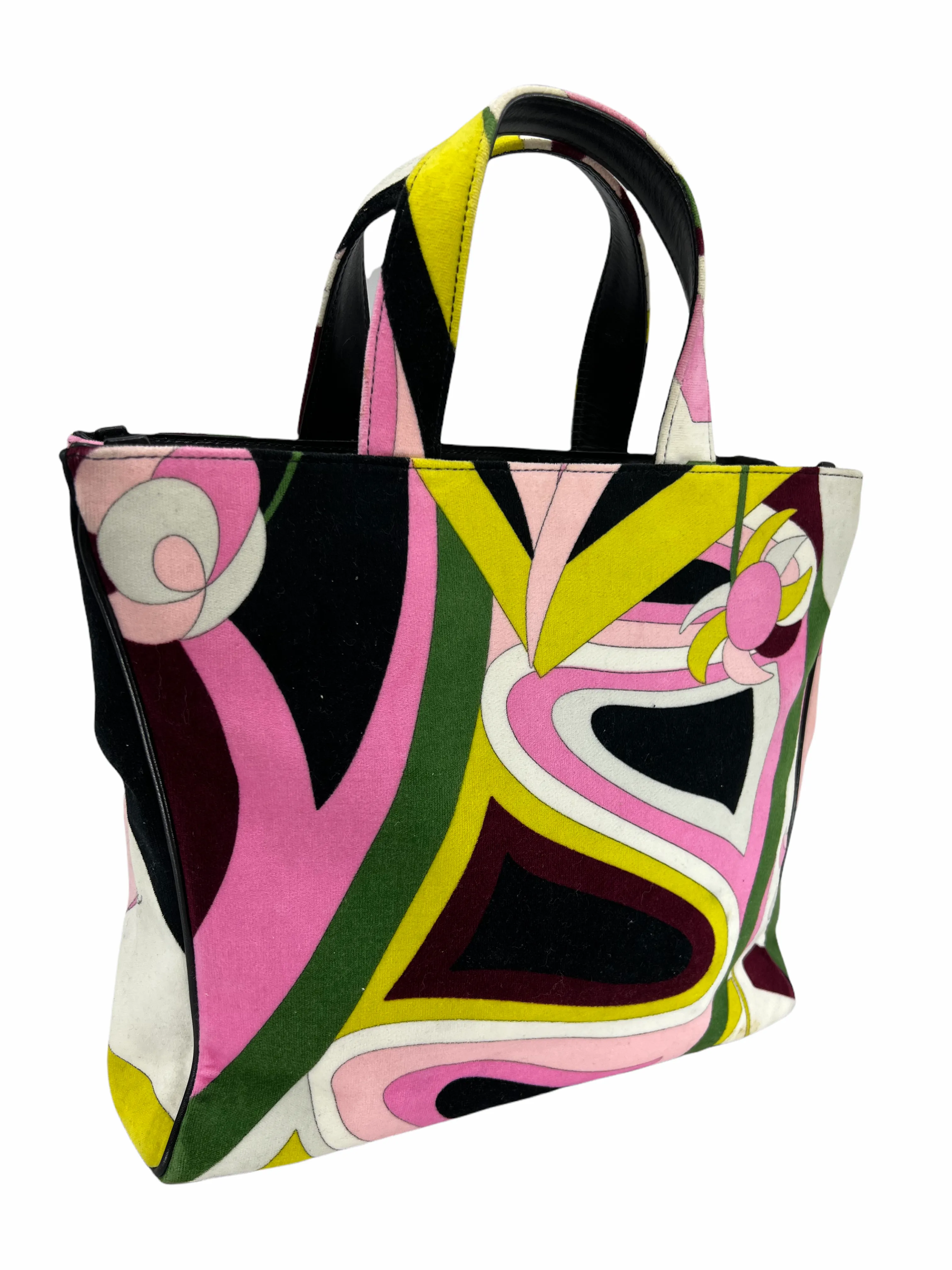 Emilio Pucci Vintage Abstract Print Velvet Tote