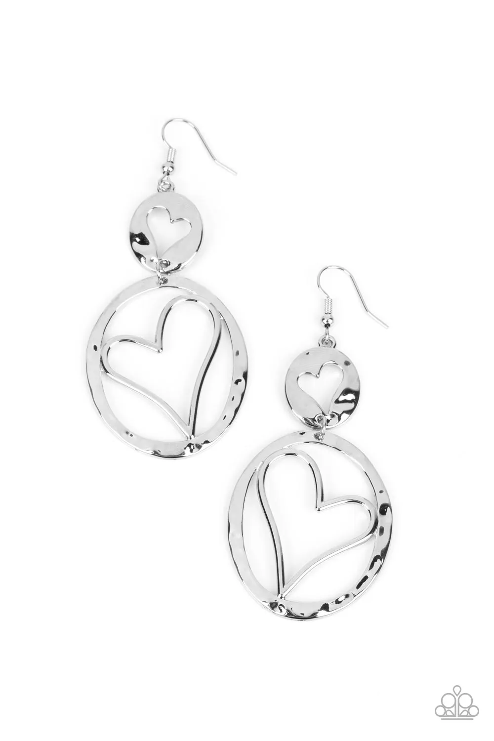 Enchanting Echo Silver Heart Earrings - Paparazzi Accessories