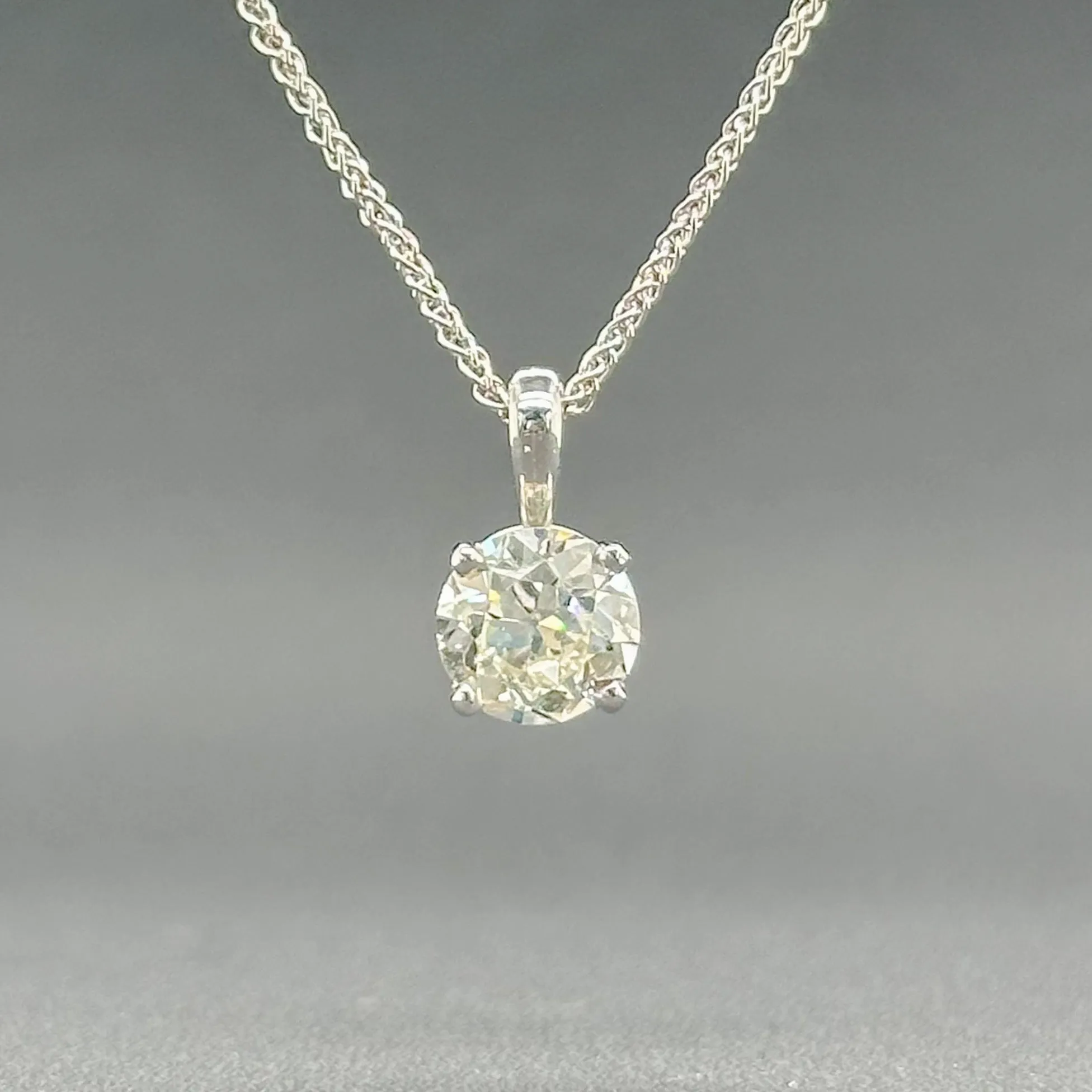 Estate 14K W Gold 1.16ct H/SI2 Diamond Pendant