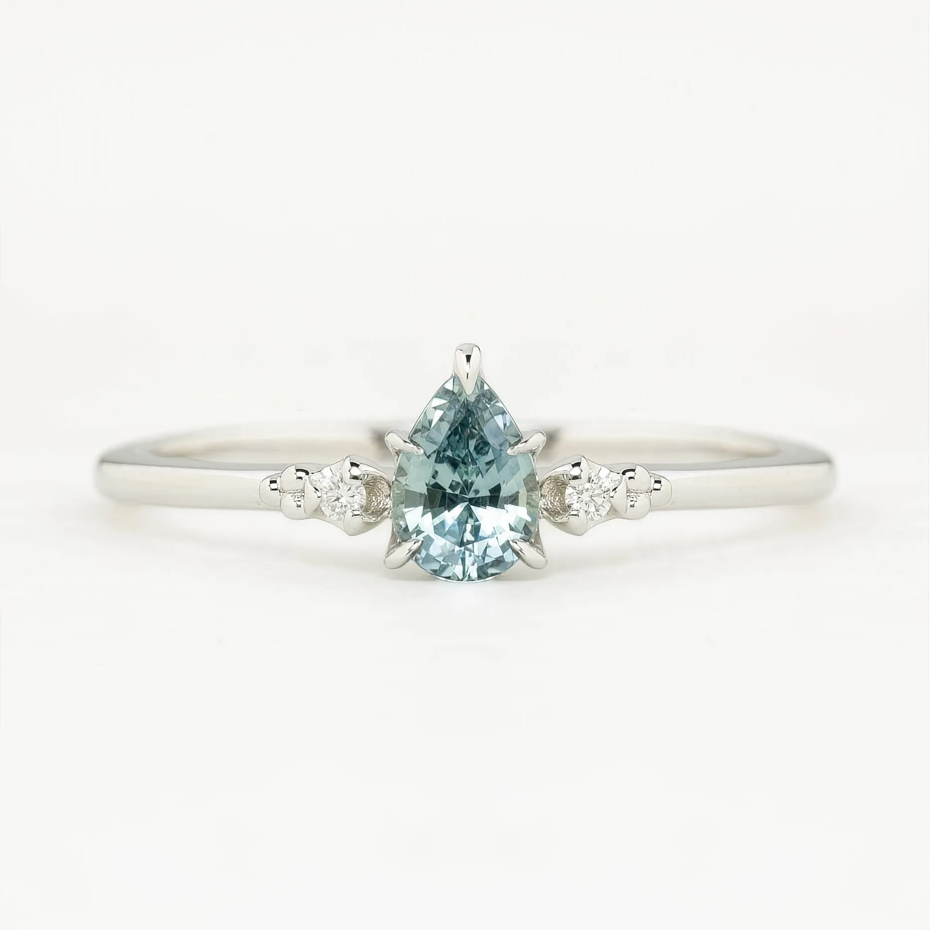 Estel Ring 0.50ct Light Blue Montana Sapphire Ring, 14k White Gold