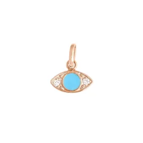 Eye Turquoise Resin diamond pendant, Rose Gold