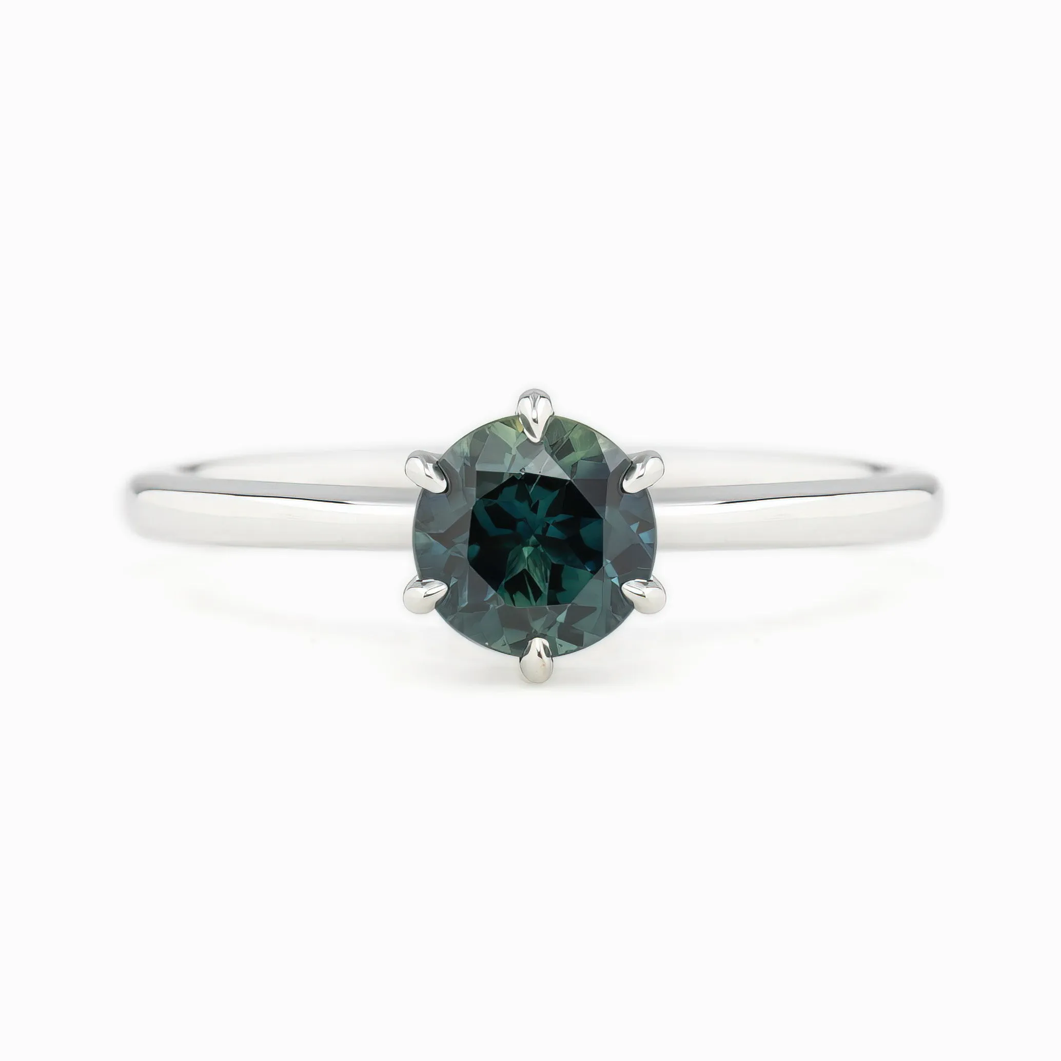 Floryn Ring 0.89ct Parti Blue Green Queensland Sapphire, 14K White Gold (One of a kind)