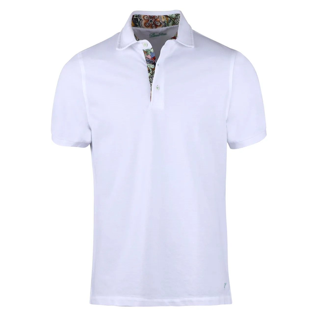 Flower Patterned Contrast Polo Shirt