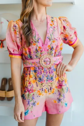 Fora Printed Silk Linen Romper