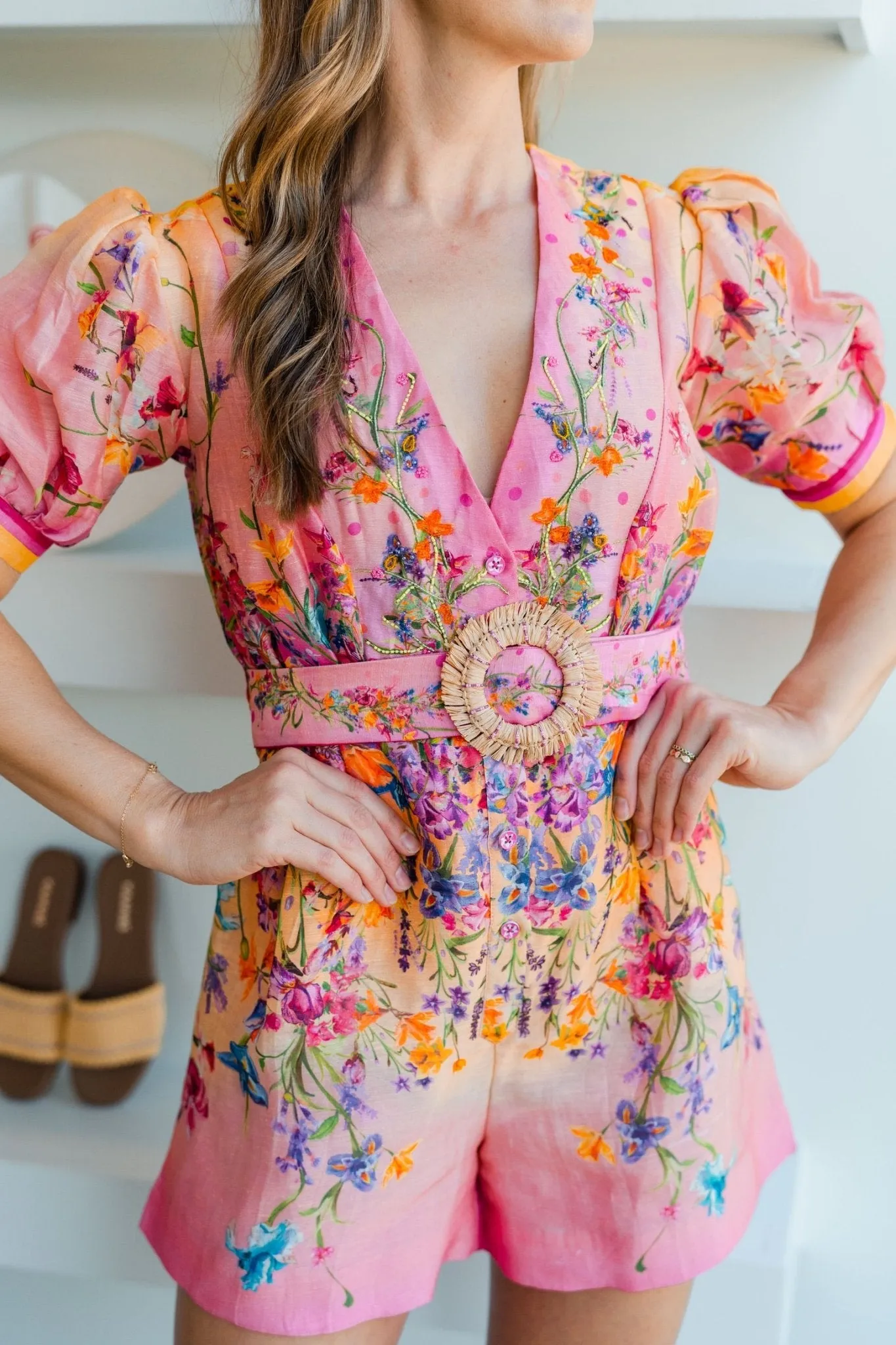 Fora Printed Silk Linen Romper