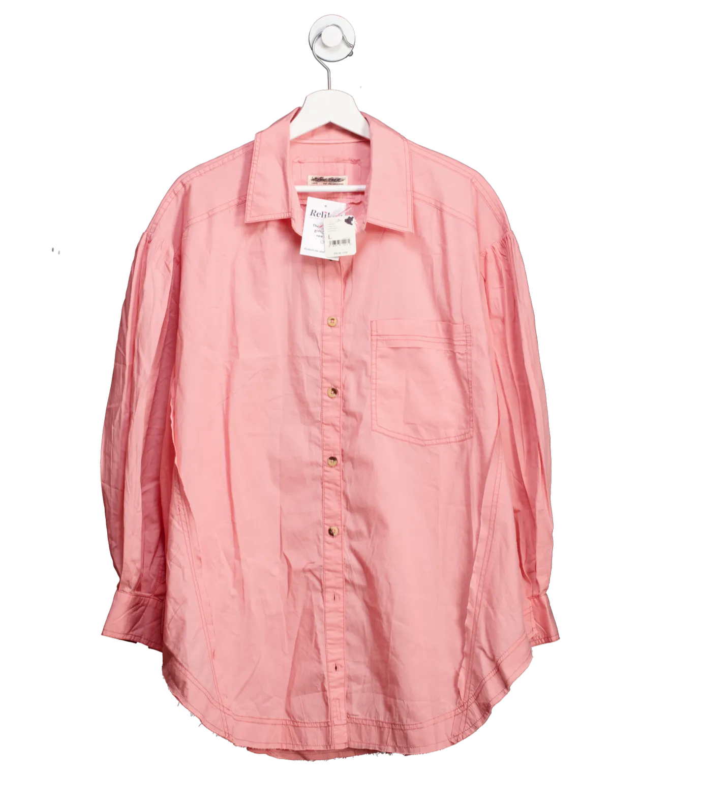 Free People Pink Happy Hour Oversize Shirt UK L