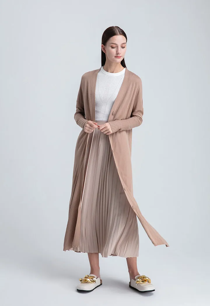 Front Open Long Solid Knit Outerwear