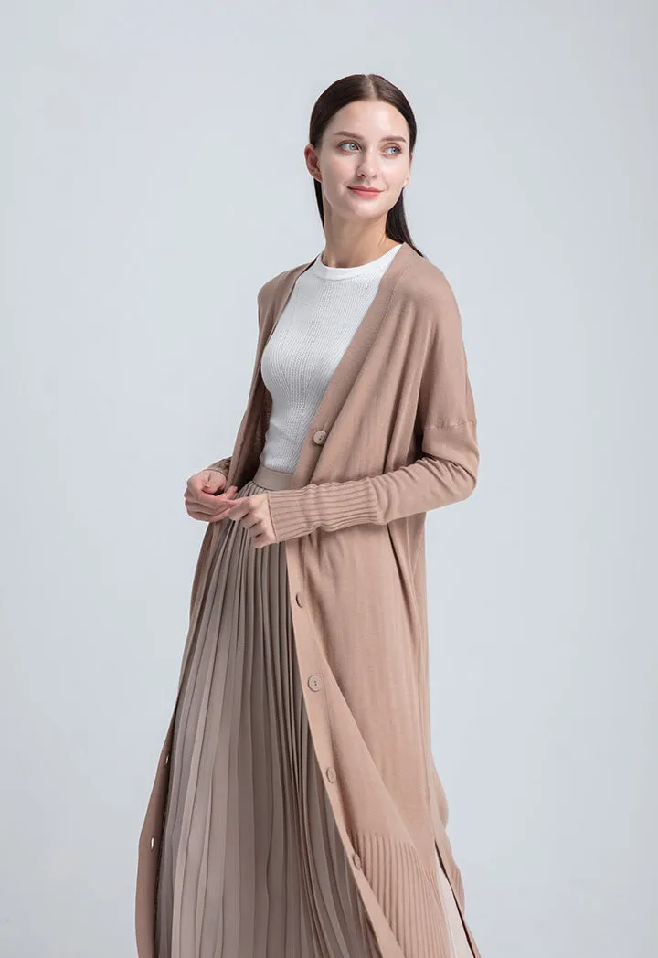 Front Open Long Solid Knit Outerwear