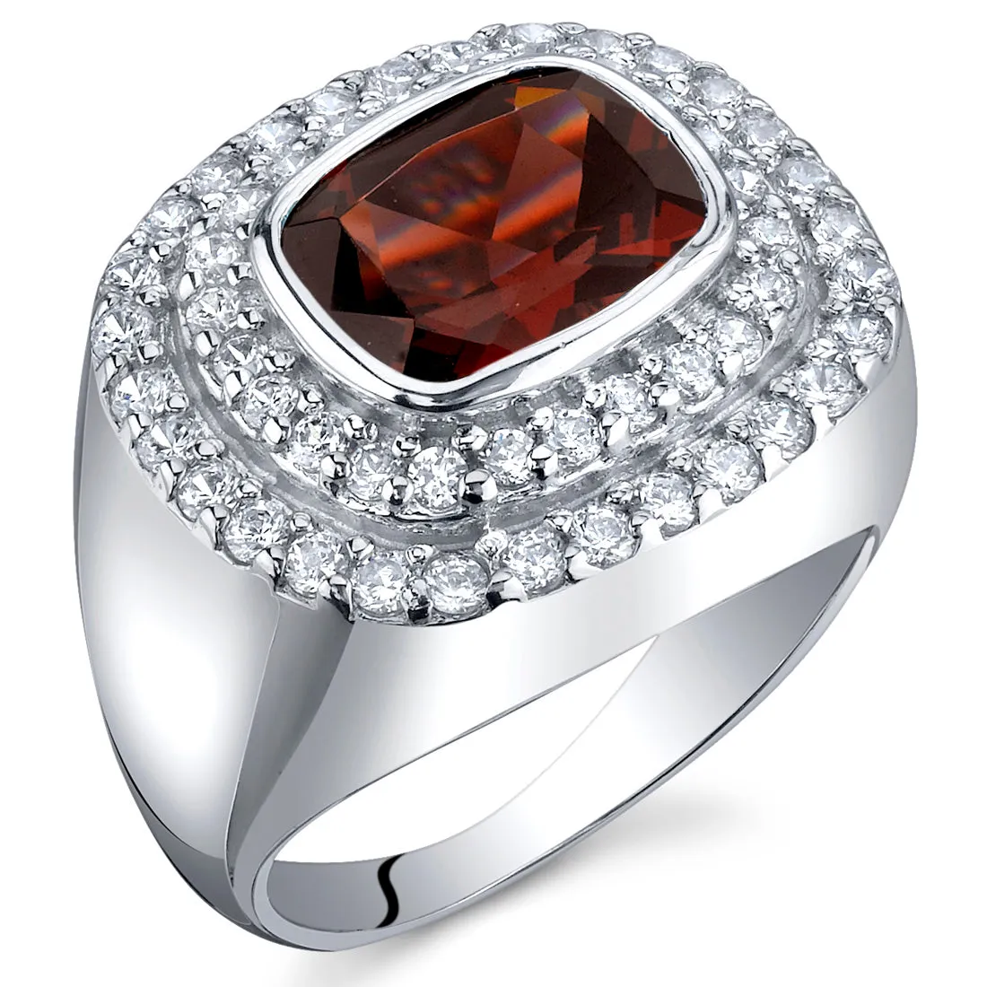 Garnet Radiant Cut Sterling Silver Ring Size 5