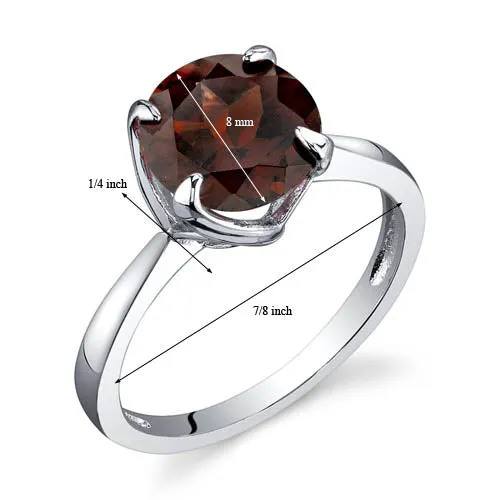 Garnet Round Cut Sterling Silver Ring Size 9